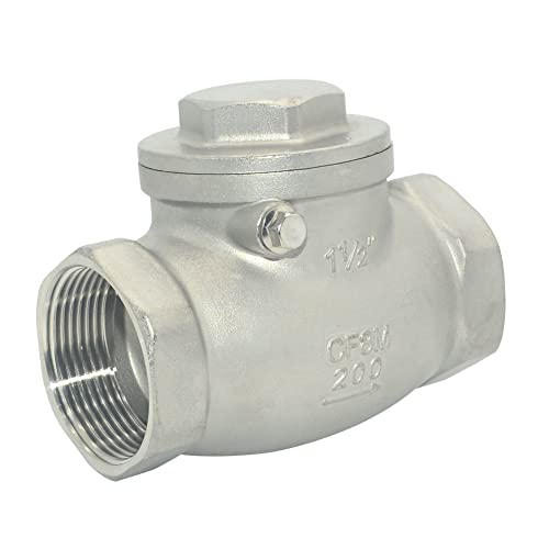 1-1/2" Stainless Steel SS316 Swing Check Valve,NPT Female x Female Thread,WOG 200 PSI PN16 CF8M - size: 1.5 Inch