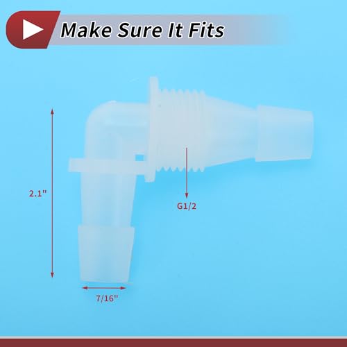 1 Set Aquarium Plastic Hose Barb Fitting 7/16" Hose Elbow Connectors Aquarium Tank Air Pump Hose Joints Clear PP - size: 7/16"-G1/2
