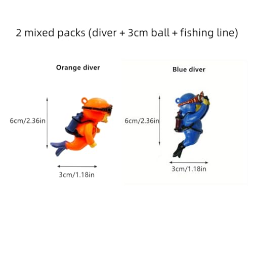 2PCS Diver Aquarium Decorations - Cute Floating Diver Figurines | Perfect for Fish Tank Scenes | Ideal for Unforgettable Aquatic Atmosphere, Playful Tank Decor