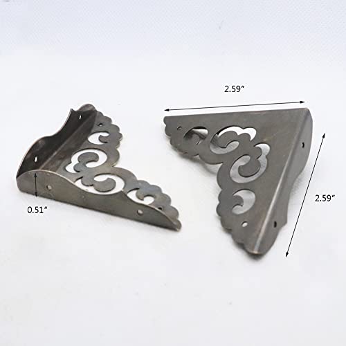 4Pcs Table Corner Protectors, 2.6"x2.6" Antique Bronze Metal Corner Protector, Table Corner Guards, Triangle Corner Decorative, Metal Edge Safety Corner for Wood Furniture Table Boxes Cabinets - color: Antique Bronze