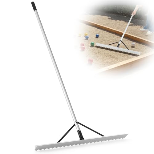 Yaocom 36" Width Bocce Court Rake 2 in 1 Bocce or Tennis Court Scarifier Aluminum Maintenance Rake, Straight Edge for Smoothing/Teeth Side for Scarifying