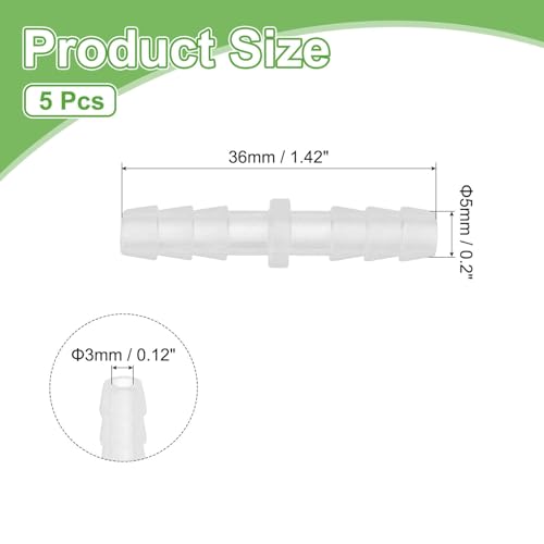 MECCANIXITY 5pcs Plastic Hose Barb Fitting, 3/16" Barbed Hose Pipe Fitting Splicer Mender Joint Adapter for Water Liquid Fuel Line Tube, Clear - color: Clear, size: 3/16"