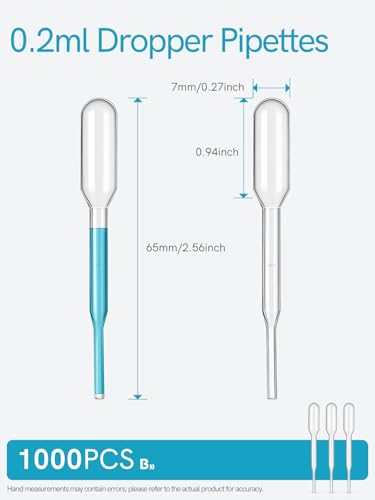 0.2ML Pipettes Dropper 1000PCS, Disposable Plastic Transfer Pipettes for Accurate Liquid Transfer, Perfect for Essential Oils, Resin, DIY Art, Lab Scientific Experiments, Science Class - size: 0.2ml-1000PCS