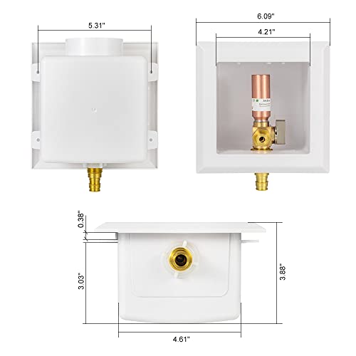 EFIELD Universal Ice Maker Box,1/2-Inch Pex-A Expansion Inlet Connection with Installed 1/4-Turn Ball Valve(Expansion Pex-A with Copper Arrestor),(IM019) - size: with Copper Arrestor, style: Pex Expansion