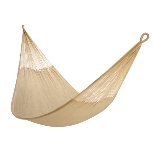 Handwoven Hammock by Yellow Leaf Hammocks - Double Size, Fits 1-2 PPL, 400lb max - Weathersafe, Super Strong, Easy to Hang, Ultra Soft, Artisan Made - Color: Natural Khaki - color: Big Sur- Natural Khaki, size: Fits 1-2 People (400 lb. Capacity)