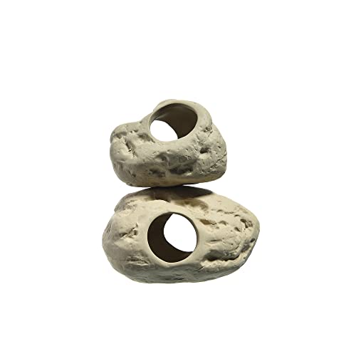 ALEGI Aquarium Decoration Rock Caves, Betta Fish Tank Accessories Hideout, Cichlid Stackable Cave Hiding (Small & Medium) - size: Small & Medium