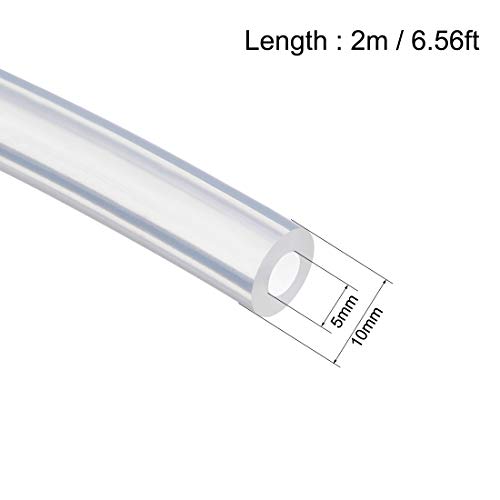 uxcell Silicone Tubing 3/16"(5mm) ID X 3/8"(10mm) OD 6.6ft(2m) Silicone Rubber Tube Air Hose Pipe for Pump Transfer Clear - size: 5mm x 10mm