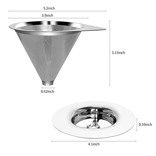 LHS Pour Over Coffee Dripper Reusable Coffee Filter Paperless Coffee Filter Stainless Steel Pour Over Coffee Maker Cone Coffee Dripper for 1-2 Cup,Argyle Pattern - color: single mesh 1-2 cups Argyle Pattern