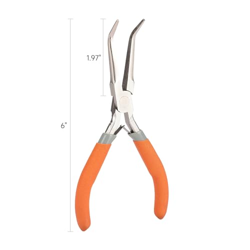 Fish Bone Pliers/Tweezers 6 Inches Bent nose pliers Curved Stainless Steel With Non-Slip Grip