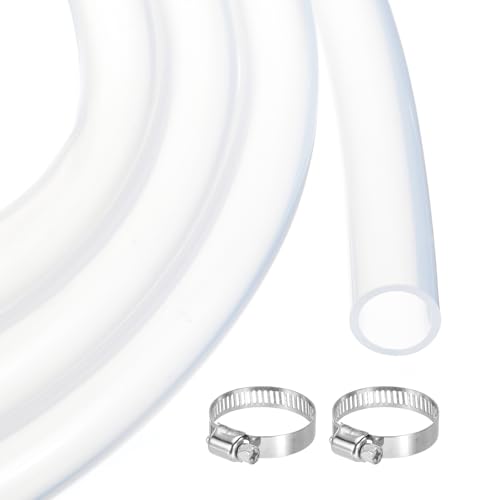 MECCANIXITY 3.3ft Clear Silicone Rubber Tubing 1" OD Plastic Tube Flexible Air Hose for Brewing, Wine Making, Pump Siphon, 20mm x 26mm, with 2pcs Clamps - color: Clear, size: 20mm x 26mm