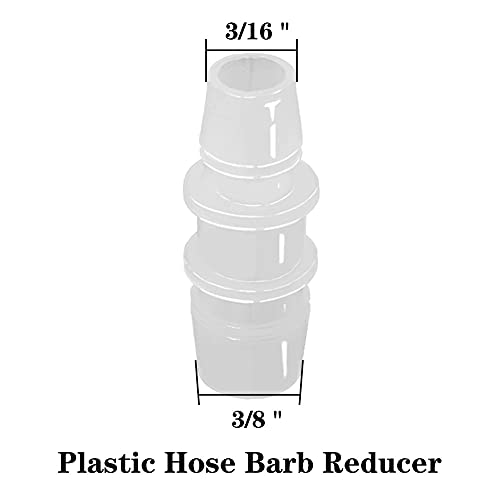 3/8" to 3/16" Hose Barb Reducer Pipe Fittings Adapter, Plastic Joint connector Splicer Mender for Aquarium Household Transport Fuel Gas Liquid Air (Pack of 4) - size: 3/8"-3/16"