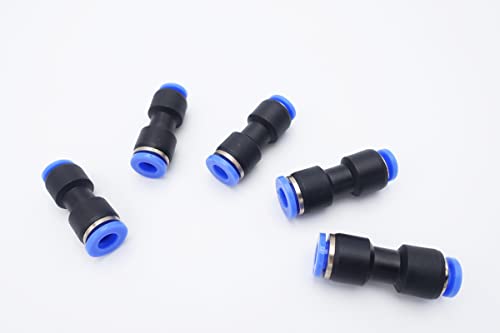Push to Connect Fitting 6mm Tube OD x 4mm Tube OD Reducer, Pneumatic Air Water Straight Union Two Way Connector/Coupler (Pack of 5) - size: 6mm - 4mm