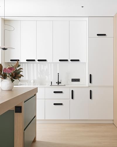 5 Pack Stick On Drawer Pulls 6 Inch Black Adhesive Handles for Kitchen Cabinets Dresser Handles Bathroom Vanity Pulls Furniture Aluminum Metal Handle - color: C-Matte Black, size: 6 Inch