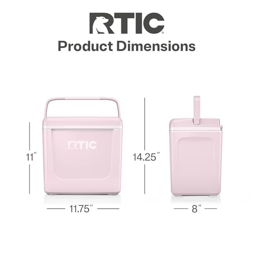 RTIC 8 QT Road Trip Personal Cooler, Small, Compact, Insulated, Portable Ice Chest Box for Food, Drink, Beverage, Beach, Camping, Picnic, Fishing, Boat, 12-Can Capacity - color: Pale Pink