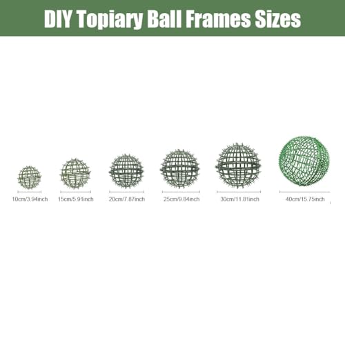 Topiary Ball Frame Set of 2, 6 Sizes Plastic Plant Support Cage, Artificial Grass Ball Frame for DIY Flower Arrangement, Boxwood Moss Ball Holder for Wedding Home Garden Decoration (40cm/16inch) - size: 40cm/16inch