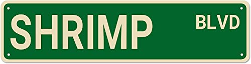 Metal Tin Sign SHRIMP BLVD Funny Vintage Sign Retro Metal Signs for Bedroom Kitchen Garden Wall Bar Club Coffee Home Decor 4x16 Inch - color: SHRIMP BLVD, size: 4x16inch