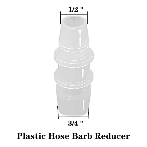 3/4" to 1/2" Hose Barb Reducer Pipe Fittings Adapter, Plastic Joint connector Splicer Mender for Aquarium Household Transport Fuel Gas Liquid Air (Pack of 4) - size: 3/4"-1/2"
