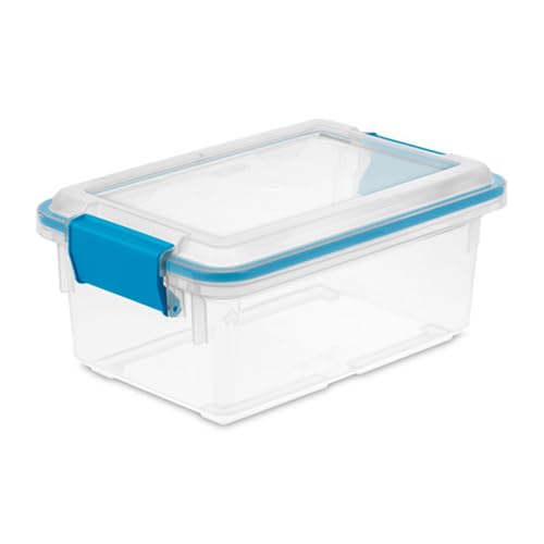 Sterilite 7.5 Qt Gasket Box, Stackable Storage Bin with Latching Lid and Tight Seal, Plastic Container to Organize Basement, Clear Base, Lid, 1-Pack - size: 7.5 Quart, style: 1 Pack