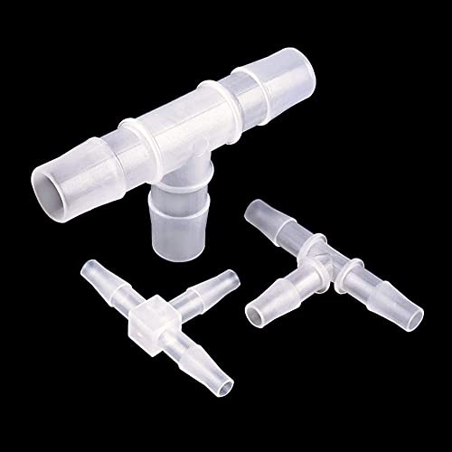 1/8" Tee Fitting Equal Barb 3 Way Hose Barb Adapter for Fuel Gas Liquid Air (Pack of 5) - size: 1/8 Inch