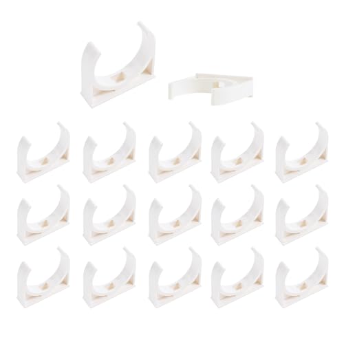 20 Pcs U-Shaped PVC Water 20mm Pipe Clamps Clips, U-Shaped Buckles Ideal for 0.79" (20mm) Water Pipes and TV Trays Tubing Hose Hanger Support Pex Tubing （White) - size: 20mm*20pcs
