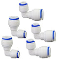 1/4" x 3/8" Push-Fit Elbow for RO System, 5 Pcs | Quick bend plastic elbow connects 1/4" to 3/8" FPT for reverse osmosis RO DIY water filters & purification systems. - style: 1/4 turn 3/8 quick connect elbow