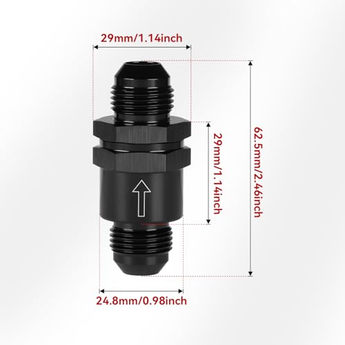 8AN Non Return One Way Inline Check Valve Fitting Aluminum Black - size: 8AN