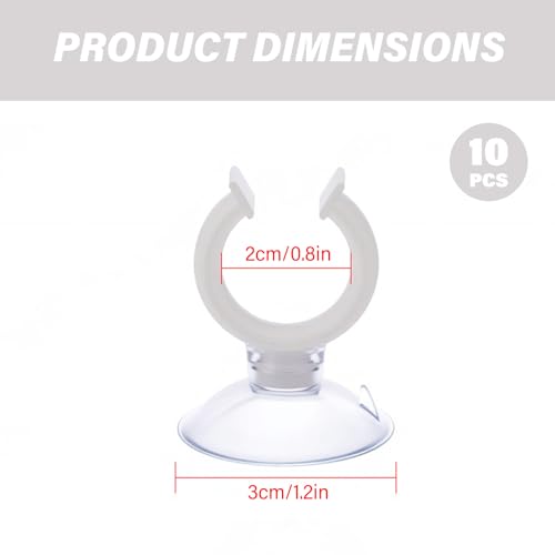 10Pcs Window Suction Cups, Plastic Fish Tank Suction Cups Multifunctional Tubes Clamp for Christmas Candle Lamp or Aquarium, 20mm