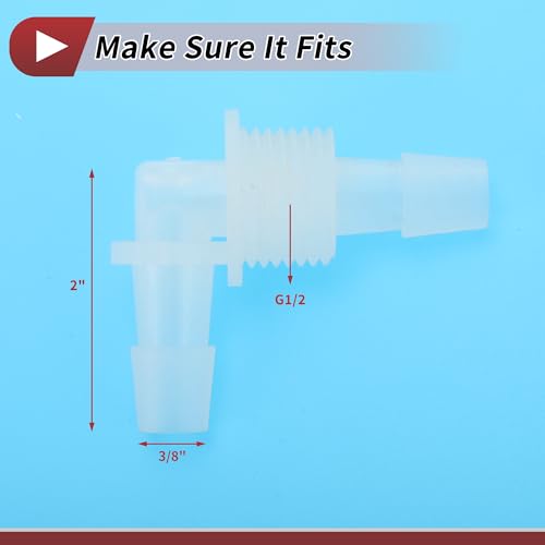 1 Set Aquarium Plastic Hose Barb Fitting 3/8" Hose 90 Degree Elbow Connectors Aquarium Tank Air Pump Clear PP - size: 3/8"-G1/2