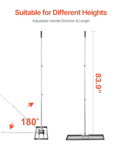 VEVOR Lawn Leveling Rake, Lawn Leveler with 83.9 in Handle, 30x10 in Ground Plate, Rust-Resistant Carbon Steel Soil Leveler, 3 Heights Adjustable, Effort Saving Lawn Leveling Tool for Yard Golf Court - size: 30"x10", style: Classic: Carbon Steel