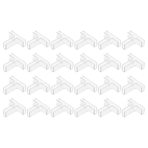 uxcell 24Pcs Plastic Glass Connector, Suitable for 6mm Thick t Shaped Glass to Glass Clamp, Fixing Bracket Rimless Clip Holder for Aquarium Fish Tank Display Shelves, Transparent - color: Transparent, size: 6mm