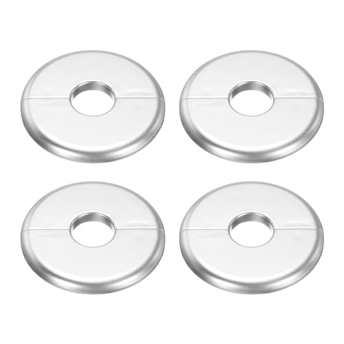 uxcell 4pcs Wall Split Flange 80mm / 3.1" OD Escutcheon Plate ABS Round Self-Adhesive Plumbing Cover Plates for 22mm / 0.9" Dia Water Pipe Faucet Decoration Accessories, Silver - color: Silver, size: 22mm