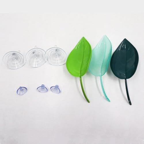 3 Pack Plastic Leaf Decorations with Suction Cups, Frog Habitat Platform, Reptile Decorations for Terrarium, Frog Tank Accessories, Terrarium Decor for Tree Frog, African Dwarf Frog, Frog and Toad - color: Multi Color
