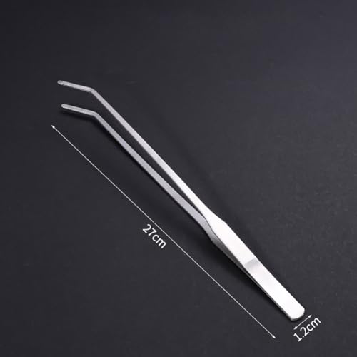 Stainless Steel Aquarium Tweezer Long Curved Tweezer Large Reptile Feeding Tong Plant Cleaning Tweezer Fish Tank Plant Tool