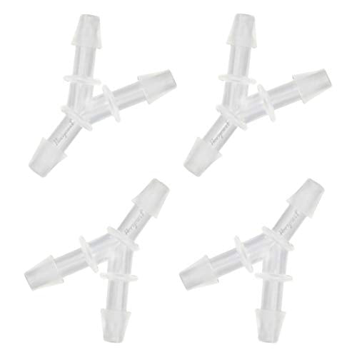 plastic 1/8" Y shape 3 way barbed connector for air hose, water pipe pp polypropylene barb fitting. (Pack of 4 pcs) - style: 4pcs, 1/8" O.D.