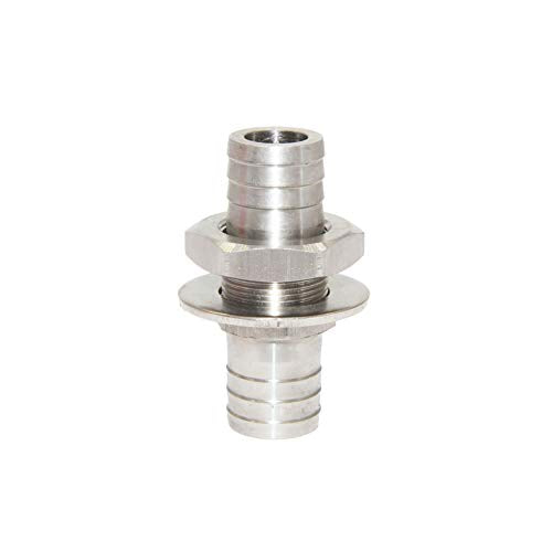 Beduan 5/8" Hose Barb Thru-Bulk Bulkhead Straight Hex Union Stainless Steel Fitting - size: 5/8" Hose Barb, style: Pack of 1