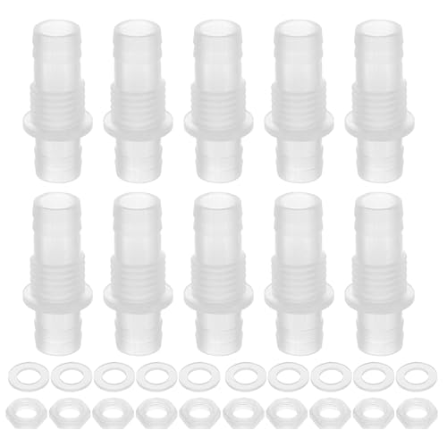 uxcell 10Pcs Plastic Hose Barb Fitting, 1/2" x 1/2" Bulkhead Adapter Union Splicer Mender Pipe Connector with M16 Nut and Washer for Aquarium Air Water Fuel - size: 1/2" x 1/2", M16 Nut