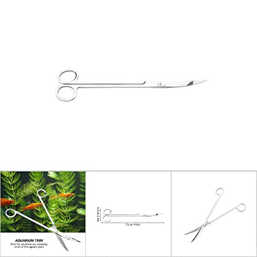 Stainless Steel Aquarium Plant Scissors, Wireless Trim Tool for Fish Tank, Precision Curved Scissors with Ergonomic Grip for Trimming Foreground Aquatic Plants (Bend Shear)