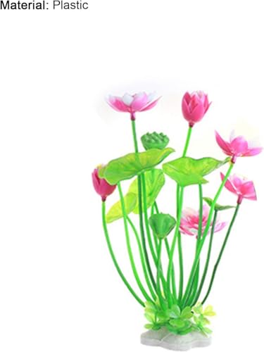 1pc Pink Artificial Water Plants,Plastic Artificial Lotus Fish Tank Ornament,Aquatics Grass Flower Simulation Wedding Favors,Plastic Plants for Party Fish and Aquatic Pets Aquarium Décor