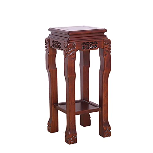 Wooden Display Stand Square Flower Stand Bonsai Table Antique Coffee Table Fish Tank Rack Base Odd Stone Frame Flower Stool Garden Plant Stand Display Stand (Size : Large) ( )