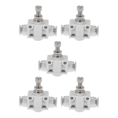 Push to Connect Air Fittings 5/16" Air Flow Control Valve Plastic 5 Pcs White Silver Tone - size: 5/16"