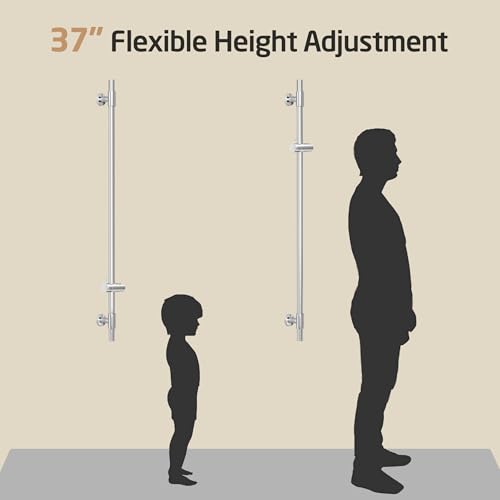KES Bathroom Shower Slide Bar 40-Inch with Adjustable Handheld Shower Head Holder for Bathroom Wall Mounted SUS 304 Stainless Steel Brushed Finish, F209S100-BS - color: Brushed Finish, style: 39.9-Inch+Drill Mounted