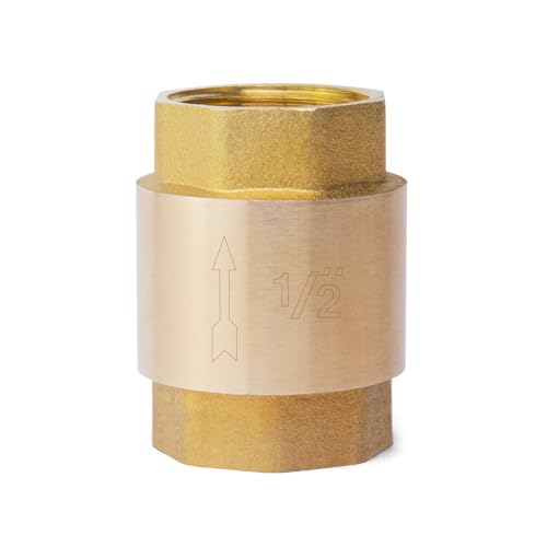 ChillWaves Brass In-Line Spring Check Valve DN15 1/2" Female Thread, One-Way Non-return Vertical Check Valve for Backflow Prevention(1-PACK) - size: 1/2" Female x 1/2" Female(DN15), style: PACK OF 1