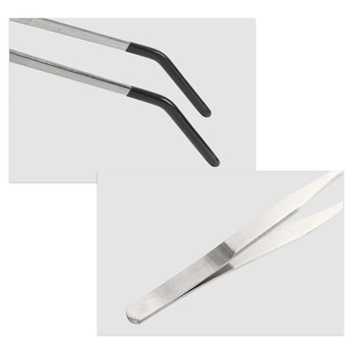 Reptile Feeding Tongs, Stainless Steel Lizard Feeding Tongs, Aquarium Curved Feeding Tweezers for Reptiles with Rubber Tip, Terrarium Feeding Tongs 10.63" L, Black Silver Tone - color: Black, size: 10.63"