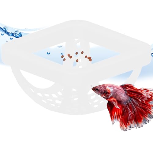Floating Betta Hammock and Feeding Ring, Aquarium Beta Hideout, Cave, Bed, Resting Spot, Betta Fish Toys and Decor - color: Square-White