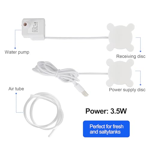 Wireless Aquarium Pump for Small Tank 5 Gallon & Under - Ultra Quiet 4.5W Submersible Pump with Adjustable Flow (40GPH) Includes Charger,Betta Fish Tank,Pet Fountain,Hydroponic bucket