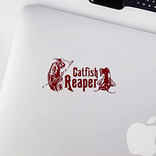 2 Pcs - Decal Stickers of Catfish Reaper Fishing #2 (Burgundy) Premium Waterproof Vinyl Decal Stickers for Laptop Phone Accessory Helmet Car Window Mug Tuber Cup Door Wall ANDSKUS570833RE070722 - color: Burgundy, size: 8.3'' x 4''