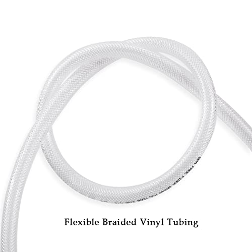 DAVCO 3/8" ID × 50 ft Clear Braided Plastic Vinyl Tubing Flexible High Pressure Reinforced PVC Hose - size: 3/8"ID, style: 50 Feet