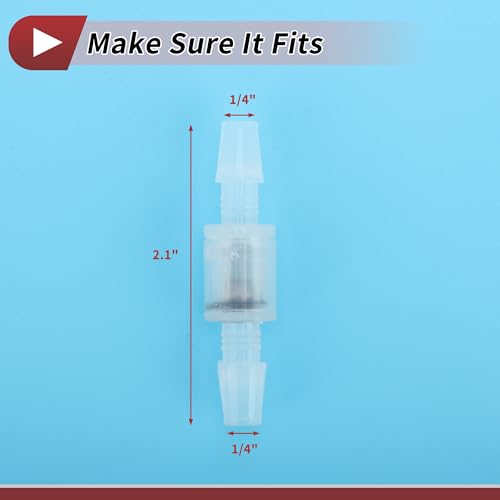 5 Pcs Aquarium Plastic Hose Barb Fitting 1/4" Inline Check Valve One Way Non Return Barb Hose Fittings Clear Plastic