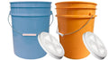 House Naturals 5 Gallon Food Grade BPA Free Made in USA Bucket Pail with Air Tight Double Gasket Screw On Lid (Pack of 2), Light Blue and Orange