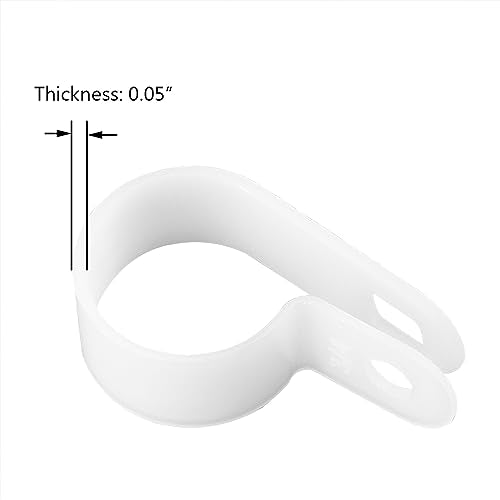 Cable Clamp R-Type Cable Clip Wire Clamp 3/4" Nylon Screw Mounting Cord Fastener Clips with Screws for Wire Management - White - 50 Pcs - size: 3/4" White